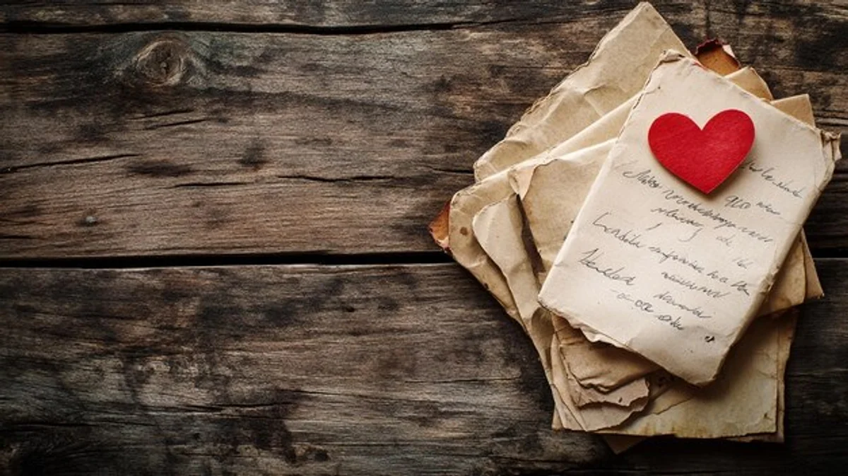 vintage love letters on wooden table