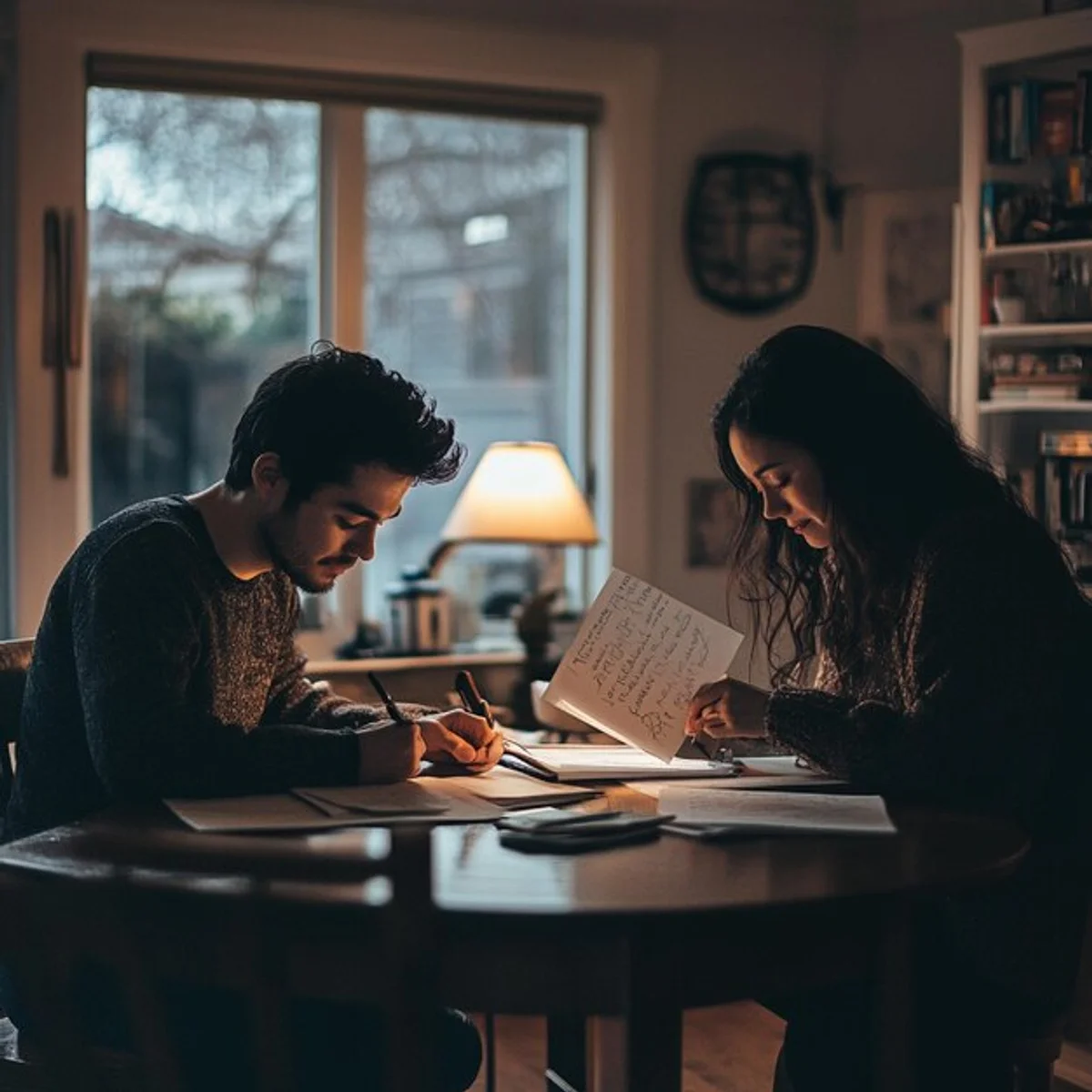 couple reading love letters together