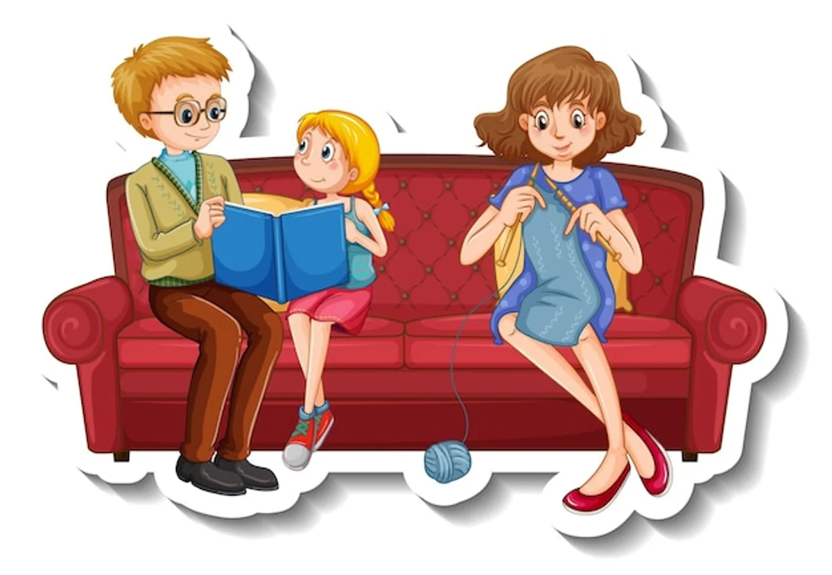 family exchanging and collecting stickers together