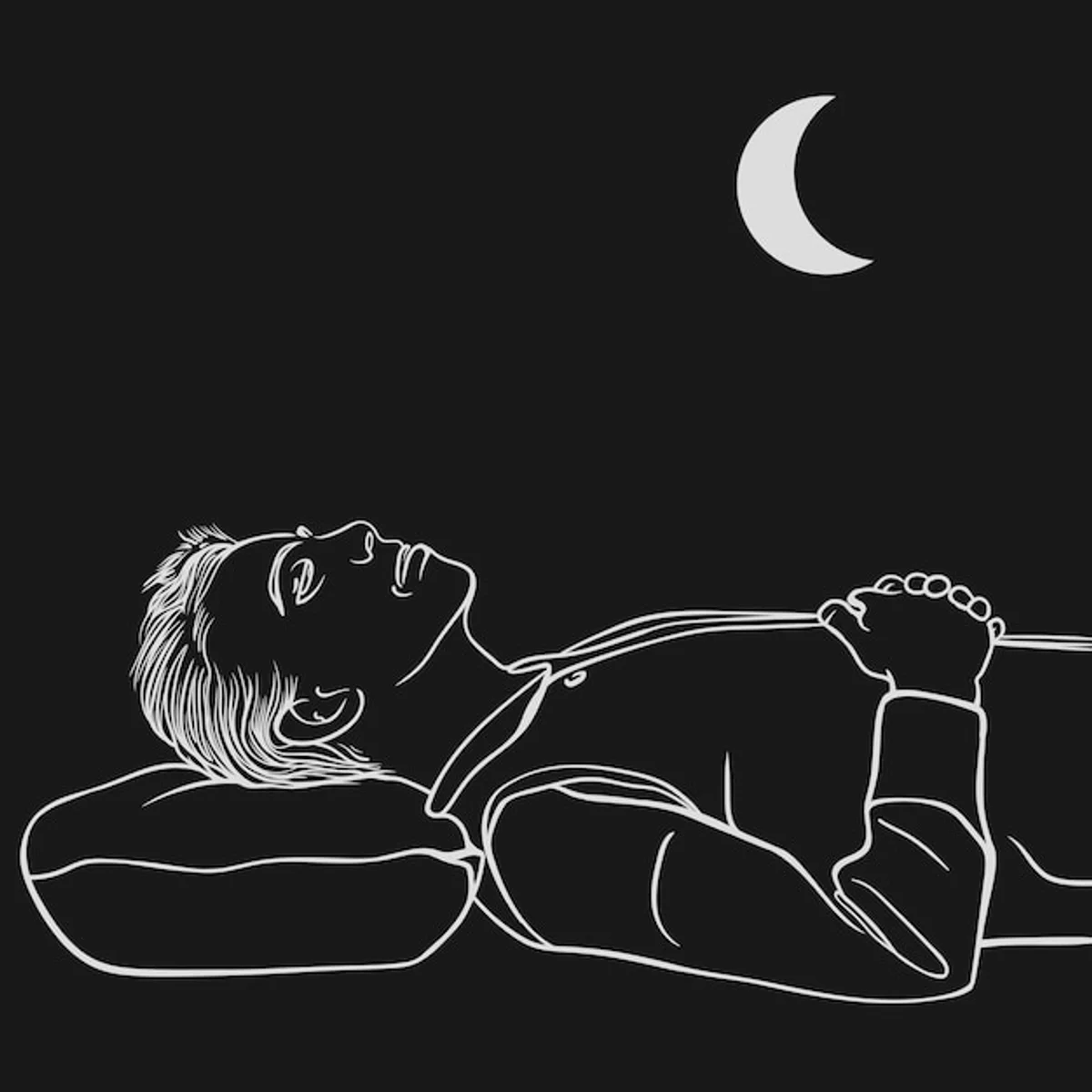 person restful night sleep minimalist