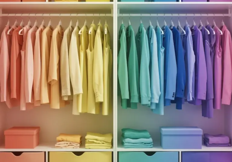 rainbow color organized closet Germany