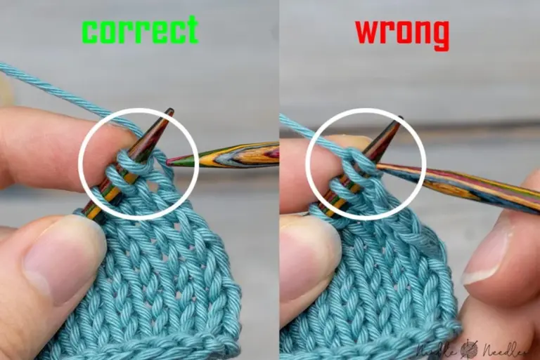 knitting close up wrong tension mistake yarn hands