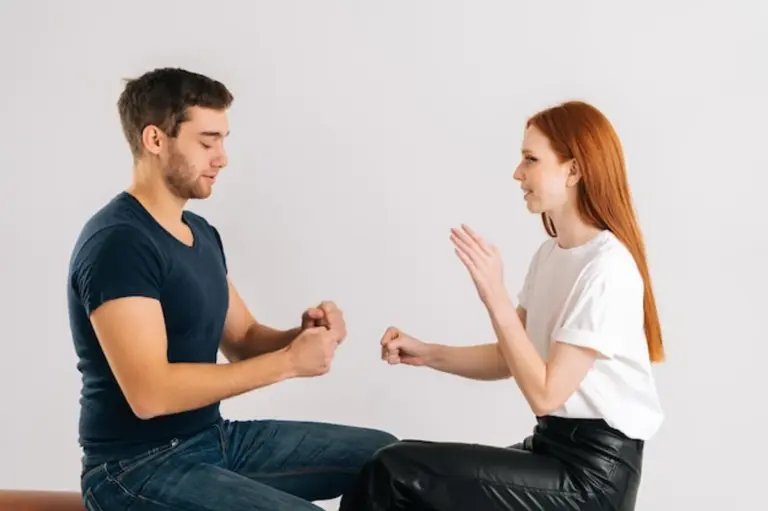 emotional couple resolving conflict authentic