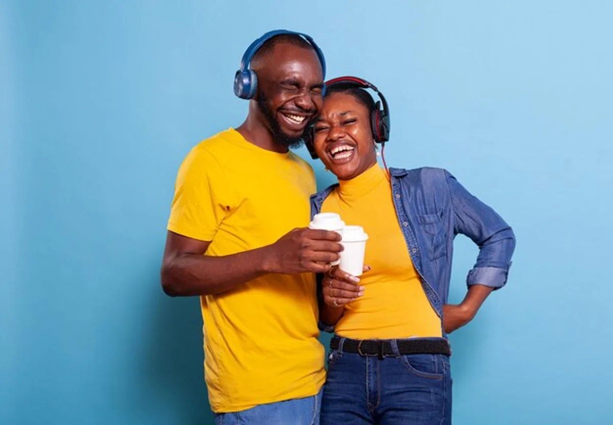 couple listening to each other affectionate home setting