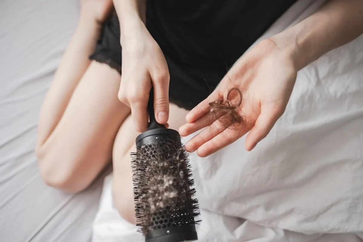 woman brushing hair with boar bristle brush