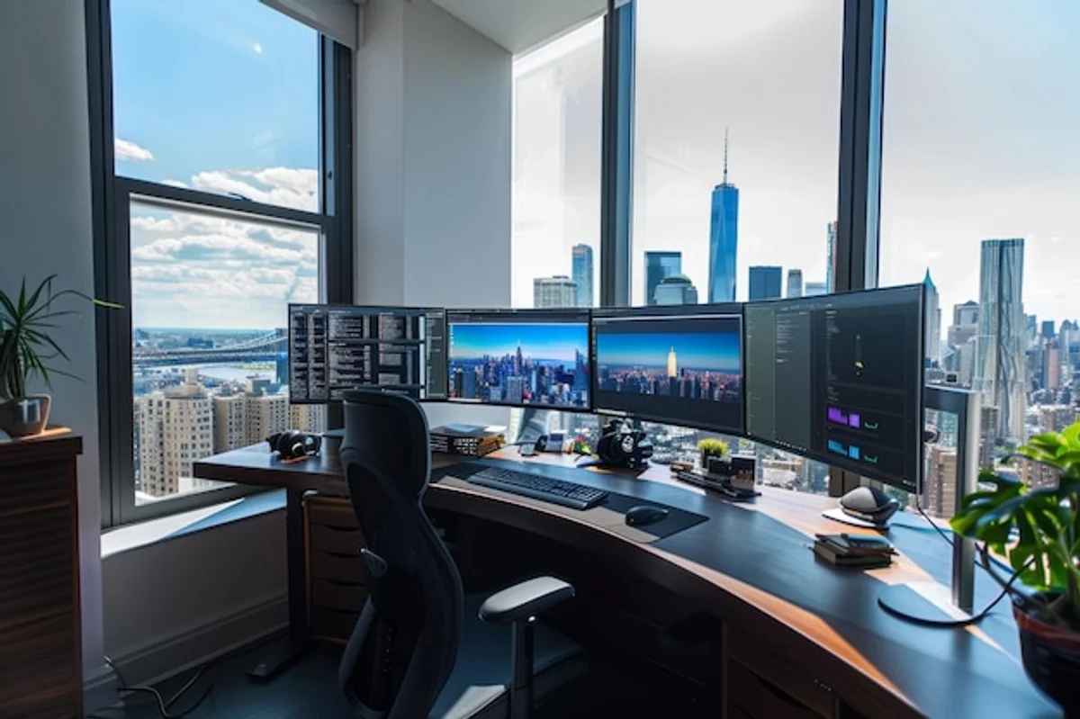 colorful modern workspace focus productive