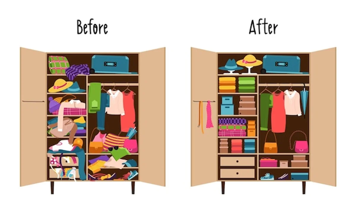 messy vs organized family kitchen before after
