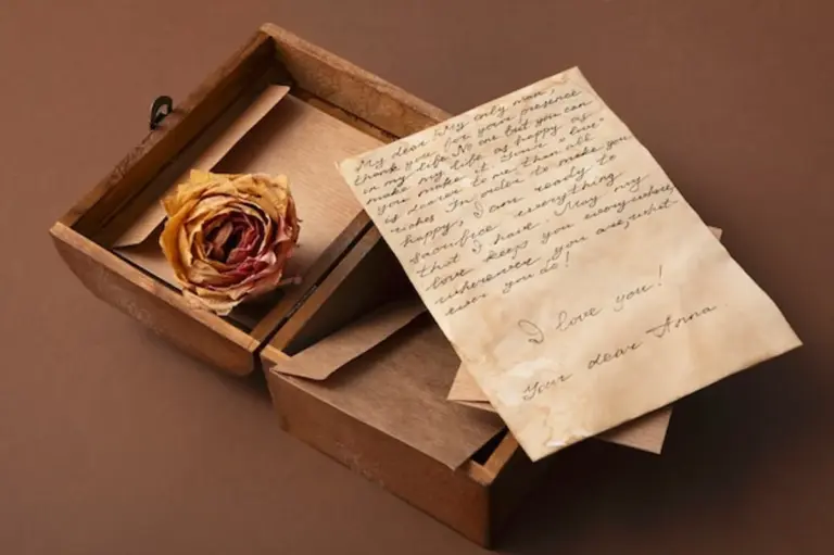 vintage handwritten love letters on wooden table