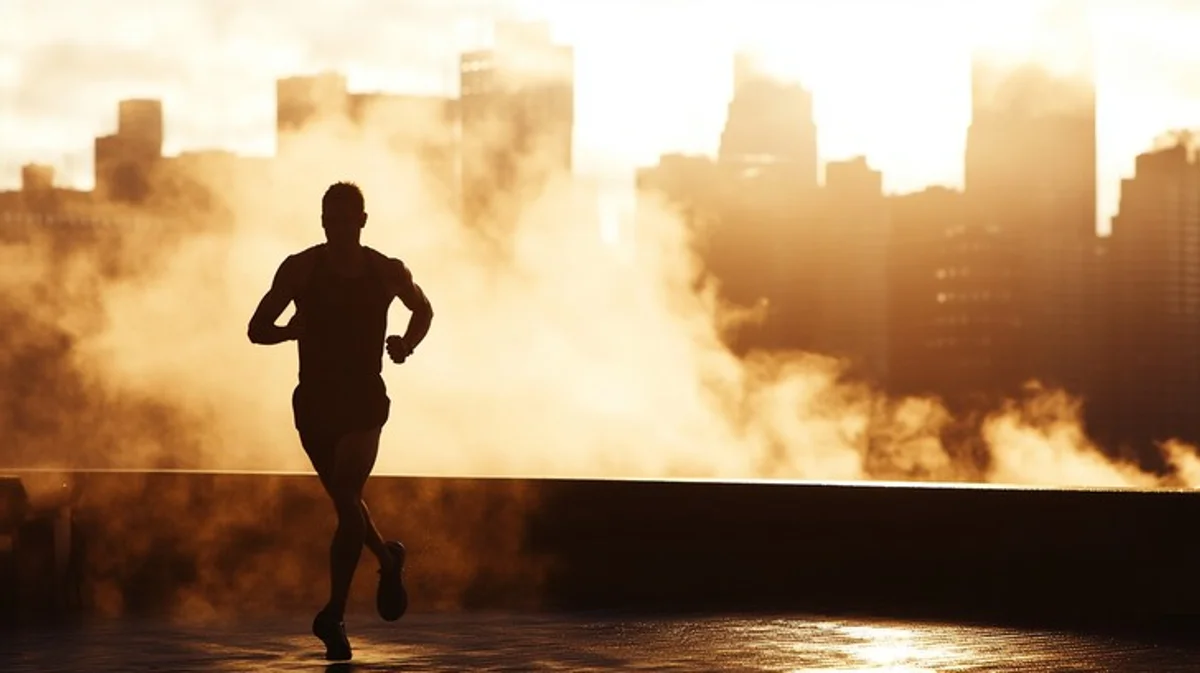 german runner city sunset stress relief jogging
