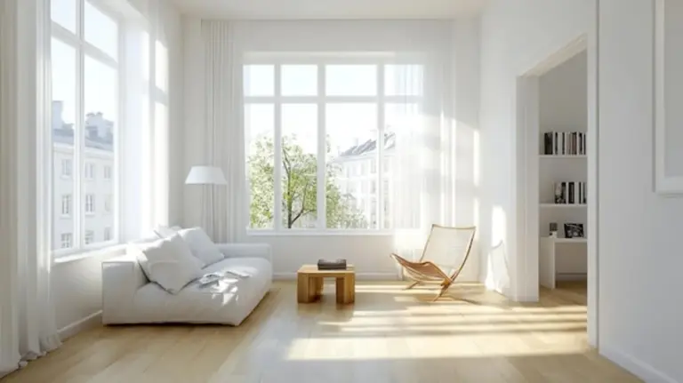 minimalist living room natural light